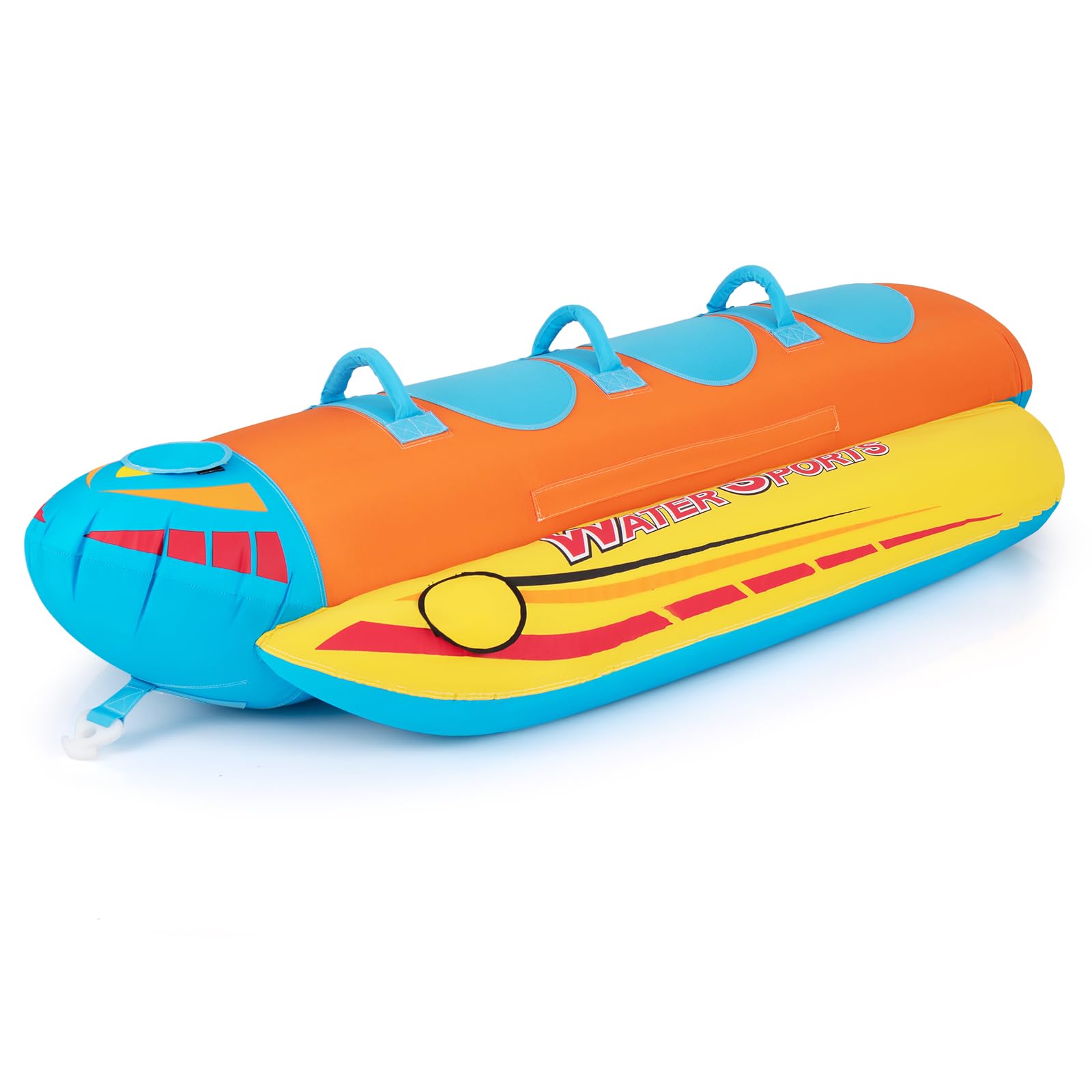 Inflatable Towable Tubes for Boating, Water Sports Banana Boat with 3 EVA-padded Seats for Towing Rider