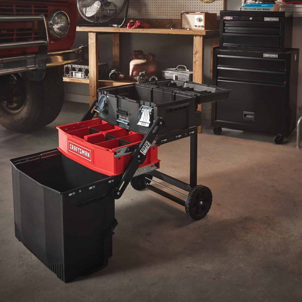 22-in 1-Drawer Black Metal Wheels Lockable Tool Box